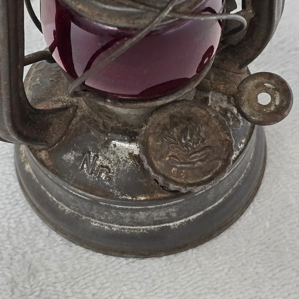 Feuerhand Atom 75 Storm Lantern Germany Schott Jena Ruby Red Jenaer Glas Antique